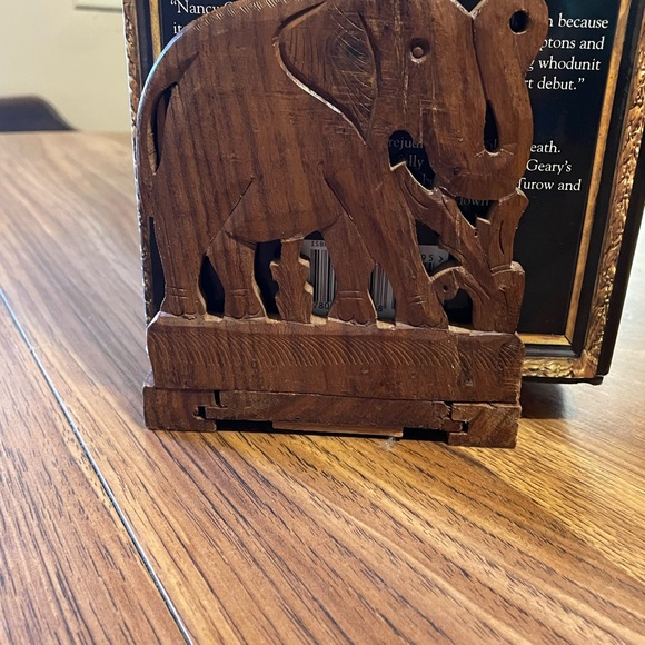 Vintage Carved Sliding Bookends Elephants Adjustable Bohemian - Picture 4 of 12